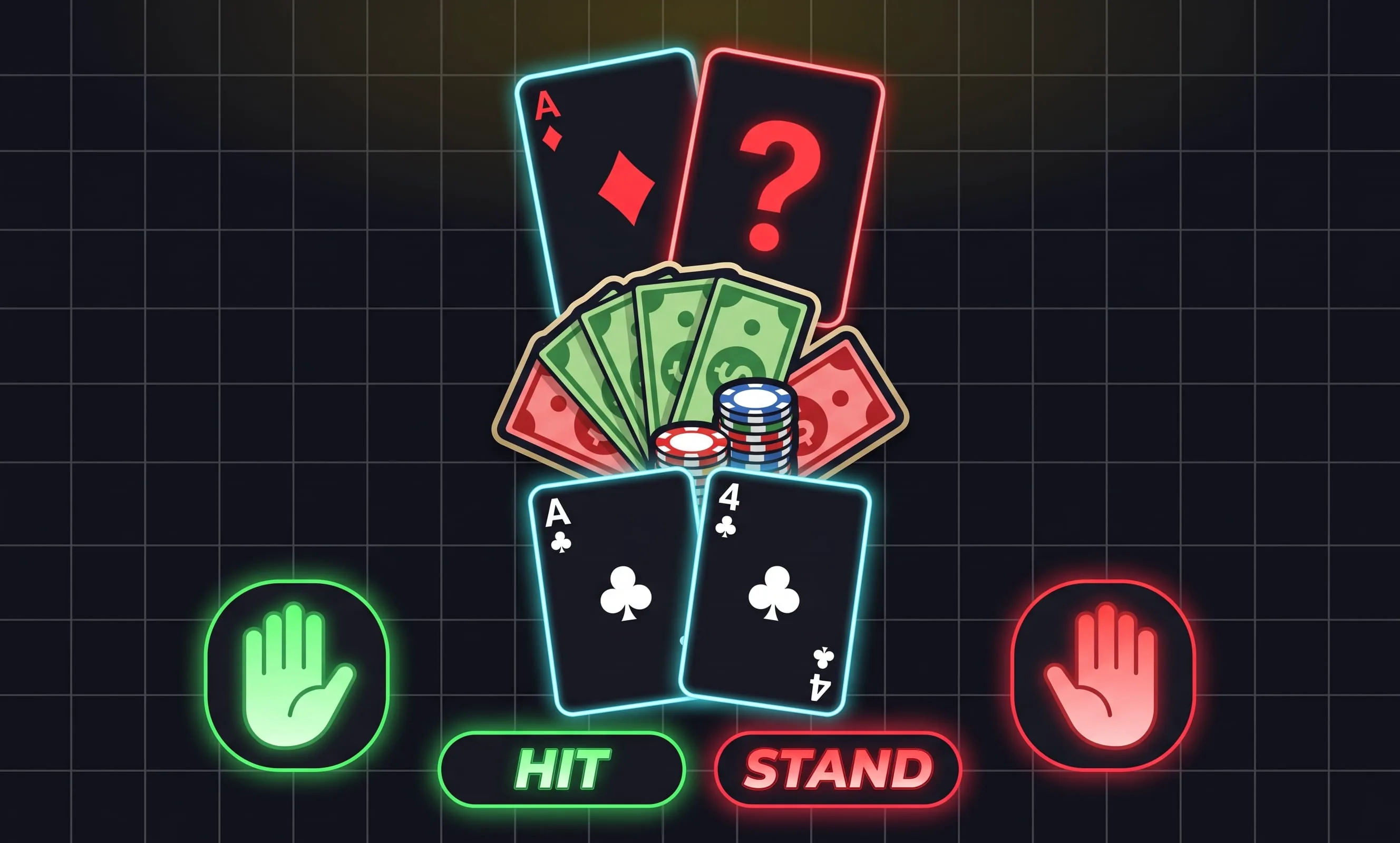 Blackjack: Ziehe oder halte, um den Dealer bei 21 zu schlagen — free board game online at Playaby
