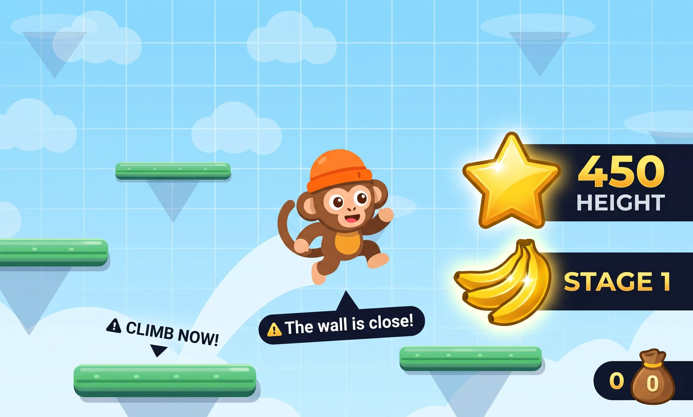 Sky Jumper: Hüpfe über endlose Plattformen, ohne herunterzufallen — free arcade game online at Playaby