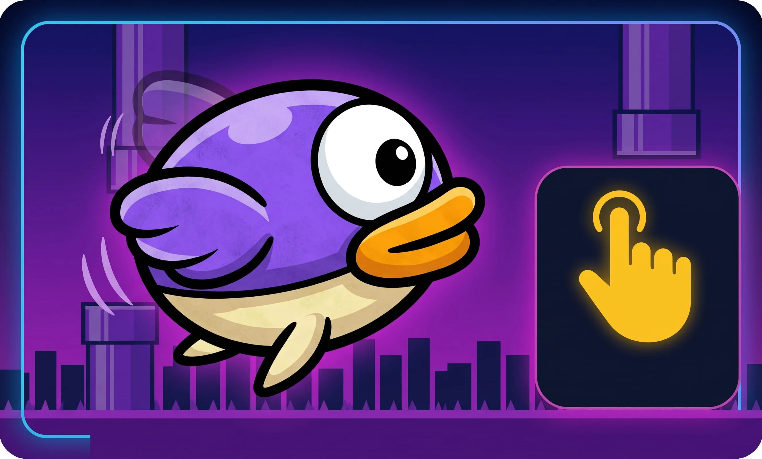 Flappy: Tippe, um durch die Lücken zu fliegen und einen Highscore zu jagen — free arcade game online at Playaby