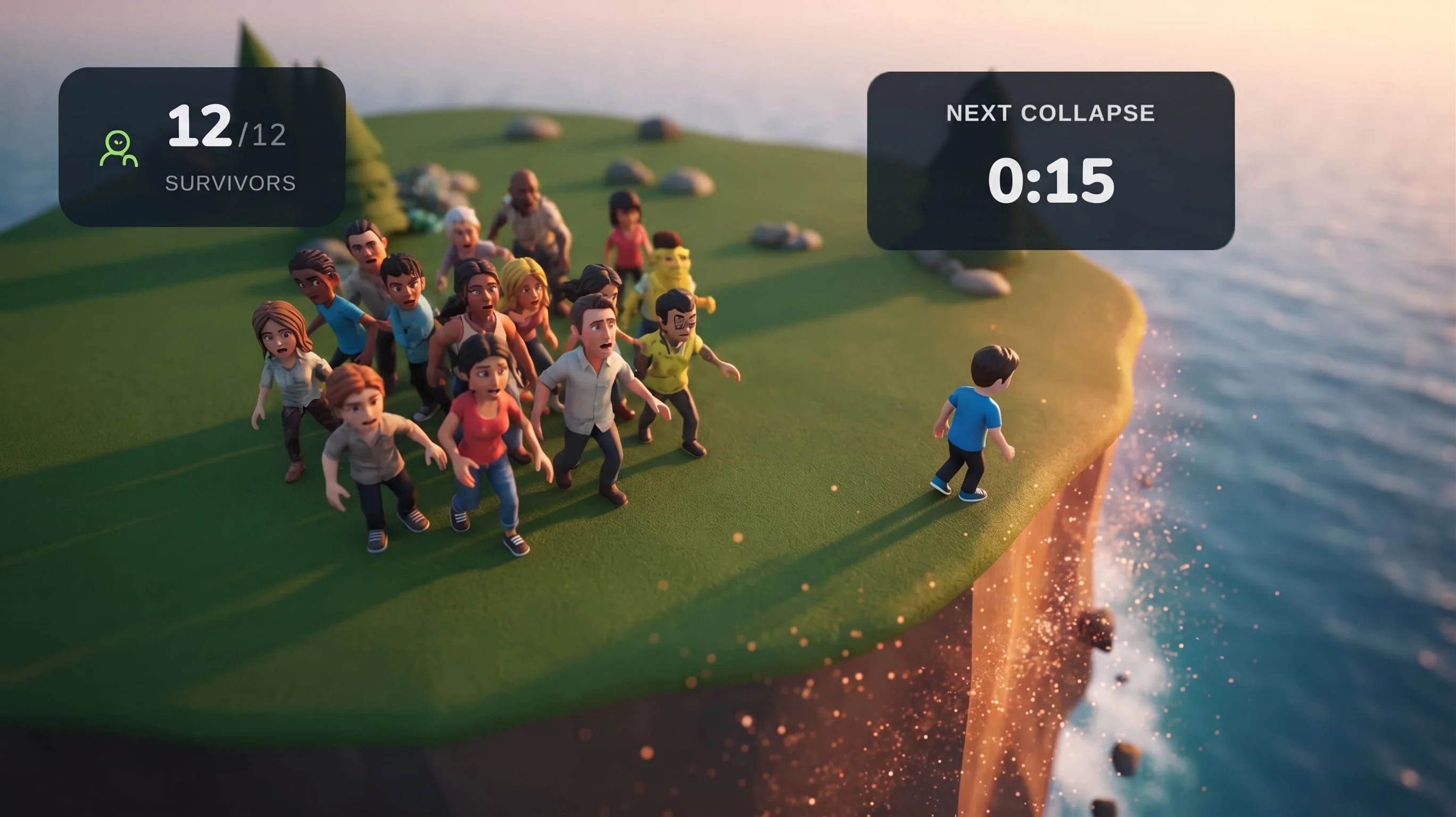 Last Island: اصمد على جزيرة تتقلّص أمام 7 منافسين — ادفعهم إلى البحر قبل أن يبتلعك هو… — free arcade game online at Playaby