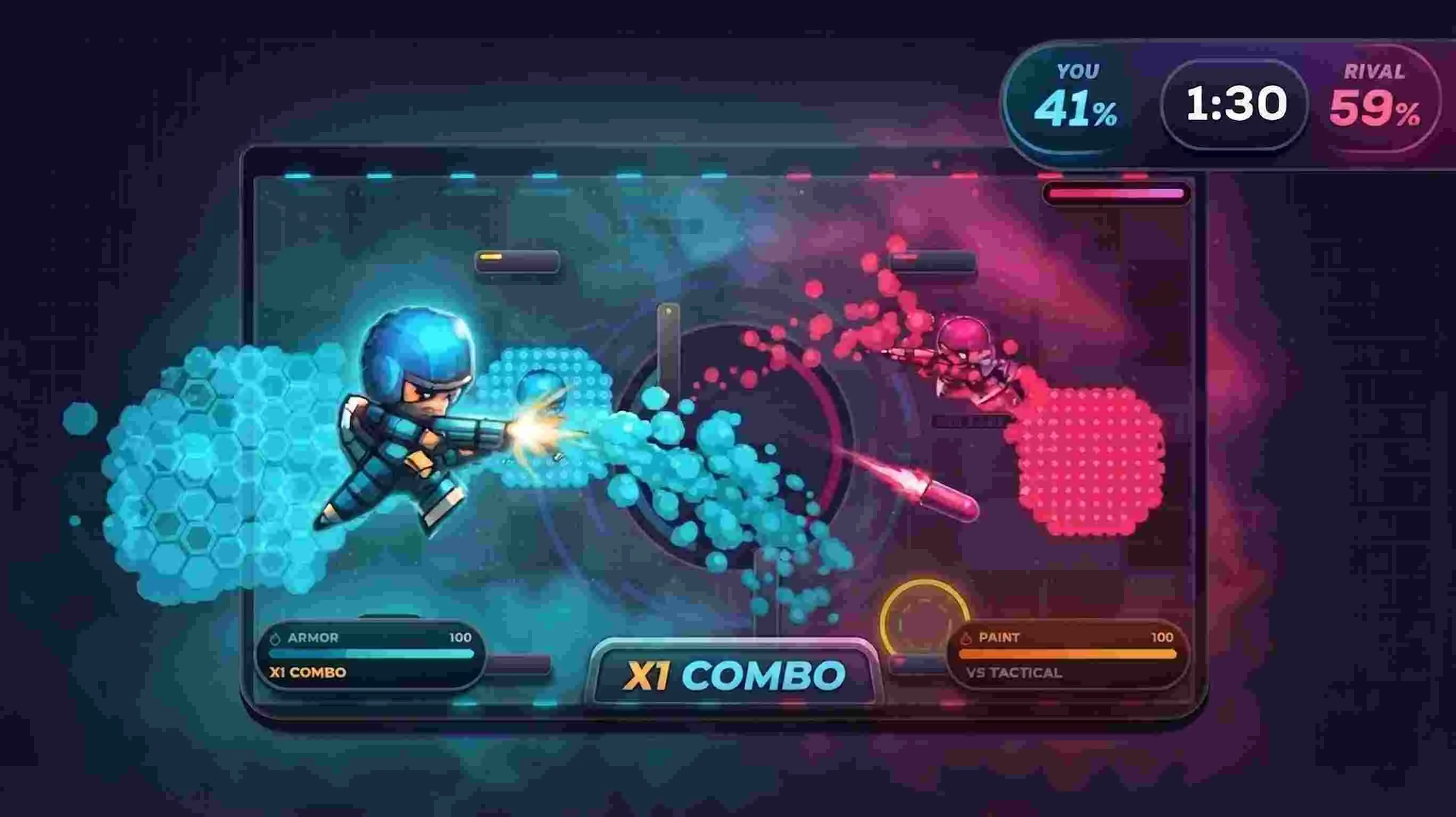 Paint Battle: Spray territory, dodge your rival, and hold the highest paint… — free arcade game online at Playaby